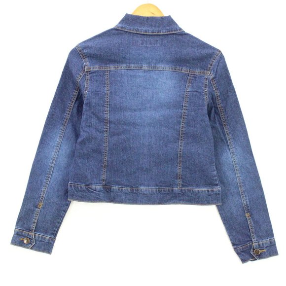 HIP JEANS Womens Denim Jacket Blue Button Down Embroidered Cotton Large L NWT - Picture 5 of 7